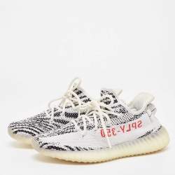 Yeezy x Adidas Black/White Knit Fabric Boost 350 V2 Zebra Sneakers Size 40