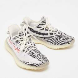 Yeezy x Adidas Black/White Knit Fabric Boost 350 V2 Zebra Sneakers Size 40