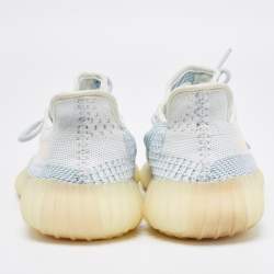Pre Owned Yeezy x Adidas Two Tone Knit Fabric Boost 350 V2 Cloud White Non Reflective Sneakers Size 40