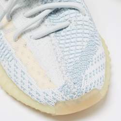 Pre Owned Yeezy x Adidas Two Tone Knit Fabric Boost 350 V2 Cloud White Non Reflective Sneakers Size 40