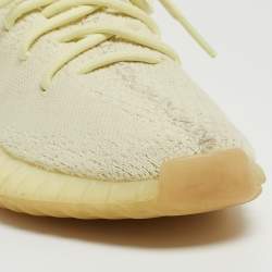 Pre Owned Yeezy x Adidas Light Yellow Knit Fabric Boost 350 V2 Butter Sneakers Size 39 1/3