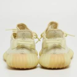 Pre Owned Yeezy x Adidas Light Yellow Knit Fabric Boost 350 V2 Butter Sneakers Size 39 1/3