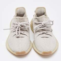 Pre Owned Yeezy x Adidas Grey Knit Fabric Boost 350 V2 Sesame Sneakers Size 37 1/3