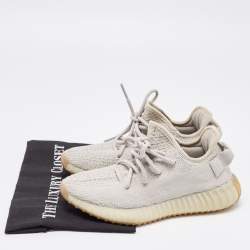 Pre Owned Yeezy x Adidas Grey Knit Fabric Boost 350 V2 Sesame Sneakers Size 37 1/3
