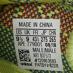 Pre Owned Yeezy x Adidas Neon Green Knit Fabric Semi Frozen Boost 350 V2 Sneakers Size 43 1/3