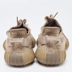 Pre Owned Yeezy x Adidas Brown Knit Fabric Boost 350 V2 Earth Sneakers Size 38