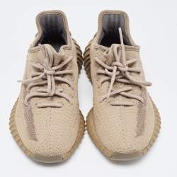 Pre Owned Yeezy x Adidas Brown Knit Fabric Boost 350 V2 Earth Sneakers Size 38