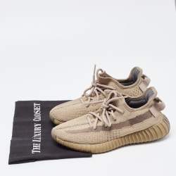 Pre Owned Yeezy x Adidas Brown Knit Fabric Boost 350 V2 Earth Sneakers Size 38