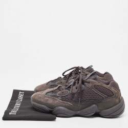 Pre Owned Adidas x Yeezy Black Mesh and Suede Boost Yeezy 500-utility-Black Sneakers Size 40