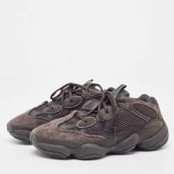 Pre Owned Adidas x Yeezy Black Mesh and Suede Boost Yeezy 500-utility-Black Sneakers Size 40