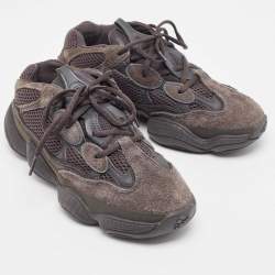 Pre Owned Adidas x Yeezy Black Mesh and Suede Boost Yeezy 500-utility-Black Sneakers Size 40