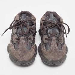 Pre Owned Adidas x Yeezy Black Mesh and Suede Boost Yeezy 500-utility-Black Sneakers Size 40
