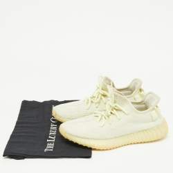 Pre Owned Yeezy x Adidas Yellow Knit Fabric Boost 350 V2 Butter Sneakers Size 38 2/3