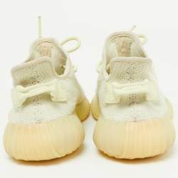 Pre Owned Yeezy x Adidas Yellow Knit Fabric Boost 350 V2 Butter Sneakers Size 38 2/3