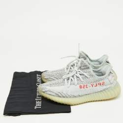 Pre Owned Yeezy x Adidas Light Blue Cotton Knit Boost 350 V2 Blue Tint Sneakers Size 38 2/3