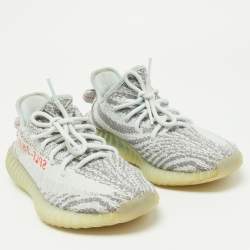 Pre Owned Yeezy x Adidas Light Blue Cotton Knit Boost 350 V2 Blue Tint Sneakers Size 38 2/3
