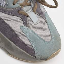 Pre Owned Yeezy x Adidas Blue/Grey Suede and Mesh Boost 700 Teal Blue Sneakers Size 44