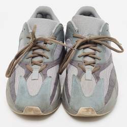 Pre Owned Yeezy x Adidas Blue/Grey Suede and Mesh Boost 700 Teal Blue Sneakers Size 44
