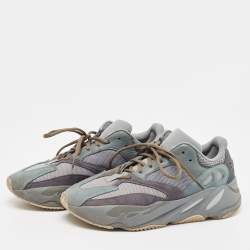 Pre Owned Yeezy x Adidas Blue/Grey Suede and Mesh Boost 700 Teal Blue Sneakers Size 44