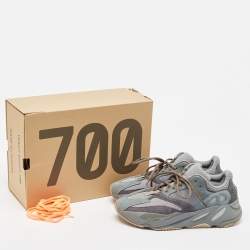 Pre Owned Yeezy x Adidas Blue/Grey Suede and Mesh Boost 700 Teal Blue Sneakers Size 44