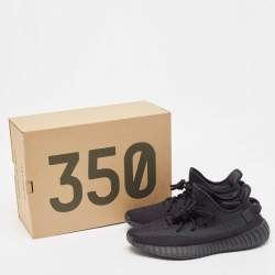 Pre Owned Yeezy x Adidas Black Knit Fabric Boost 350 V2 Onyx Sneakers Size 43 1/3