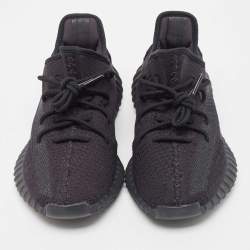 Pre Owned Yeezy x Adidas Black Knit Fabric Boost 350 V2 Onyx Sneakers Size 43 1/3