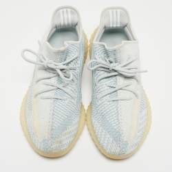 Pre Owned Yeezy x Adidas Blue/White Knit Fabric Boost 350 V2 Cloud White Non Reflective Sneakers Size 45 1/3