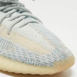 Pre Owned Yeezy x Adidas Blue/White Knit Fabric Boost 350 V2 Cloud White Non Reflective Sneakers Size 45 1/3