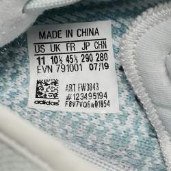 Pre Owned Yeezy x Adidas Blue/White Knit Fabric Boost 350 V2 Cloud White Non Reflective Sneakers Size 45 1/3