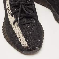 Pre Owned Yeezy x Adidas Black Boost Knit Fabric 350 V2 Core Black White Sneakers Size 41 1/3