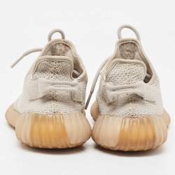 Pre Owned Yeezy x Adidas Grey Knit Fabric Boost 350 V2 Sesame Sneakers Size 38 2/3