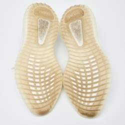 Pre Owned Yeezy x Adidas White Knit Fabric Boost 350 V2 Triple White Sneakers Size 43 1/3