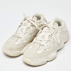 Pre Owned Yeezy x Adidas Off White Suede and Mesh 500 Bone White Sneakers Size 42 2/3