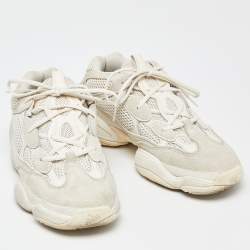 Pre Owned Yeezy x Adidas Off White Suede and Mesh 500 Bone White Sneakers Size 42 2/3