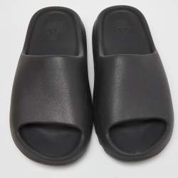 Yeezy x Adidas Black Rubber Onyx Flat Slides Size 43