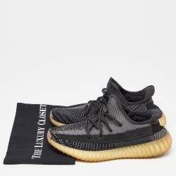 Pre Owned Yeezy x Adidas Black Knit Fabric Boost 350 V2 Asriel Carbon Sneakers Size 40