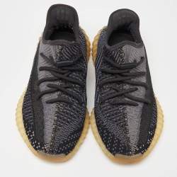 Pre Owned Yeezy x Adidas Black Knit Fabric Boost 350 V2 Asriel Carbon Sneakers Size 40