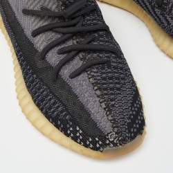 Pre Owned Yeezy x Adidas Black Knit Fabric Boost 350 V2 Asriel Carbon Sneakers Size 40