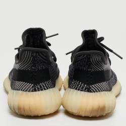 Pre Owned Adidas x Yeezy Black/Blue Knit Fabric Boost-350-v2-carbon Sneakers Size 43 1/3