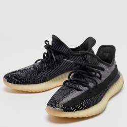 Pre Owned Adidas x Yeezy Black/Blue Knit Fabric Boost-350-v2-carbon Sneakers Size 43 1/3