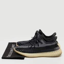 Pre Owned Adidas x Yeezy Black/Blue Knit Fabric Boost-350-v2-carbon Sneakers Size 43 1/3