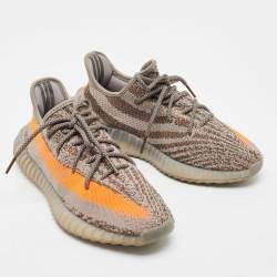 Pre Owned Adidas x Yeezy Grey Knit Fabric Boost-350-v2-beluga-non reflective Sneakers Size 43 1/3