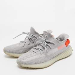 Pre Owned Adidas x Yeezy Grey Knit Fabric Boost-350-v2-tail-light Sneakers Size 43 1/3