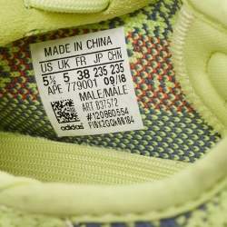 Pre Owned Yeezy x Adidas Neon Yellow Knit Fabric Boost 350 V2 Semi Frozen Yellow Sneakers Size 38