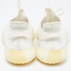 Pre Owned Yeezy x Adidas White Knit Fabric Boost 350 V2 Cream Sneakers Size 46 2/3