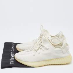 Yeezy x Adidas White Knit Fabric Boost 350 V2 Cream Sneakers Size 46