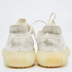 Yeezy x Adidas White Knit Fabric Boost 350 V2 Cream Sneakers Size 46