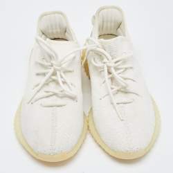 Yeezy x Adidas White Knit Fabric Boost 350 V2 Cream Sneakers Size 46