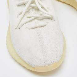 Yeezy x Adidas White Knit Fabric Boost 350 V2 Cream Sneakers Size 46