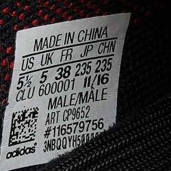 Pre Owned Yeezy x Adidas Black/Red Knit Fabric Boost 350 V2 Bred Sneakers Size 38